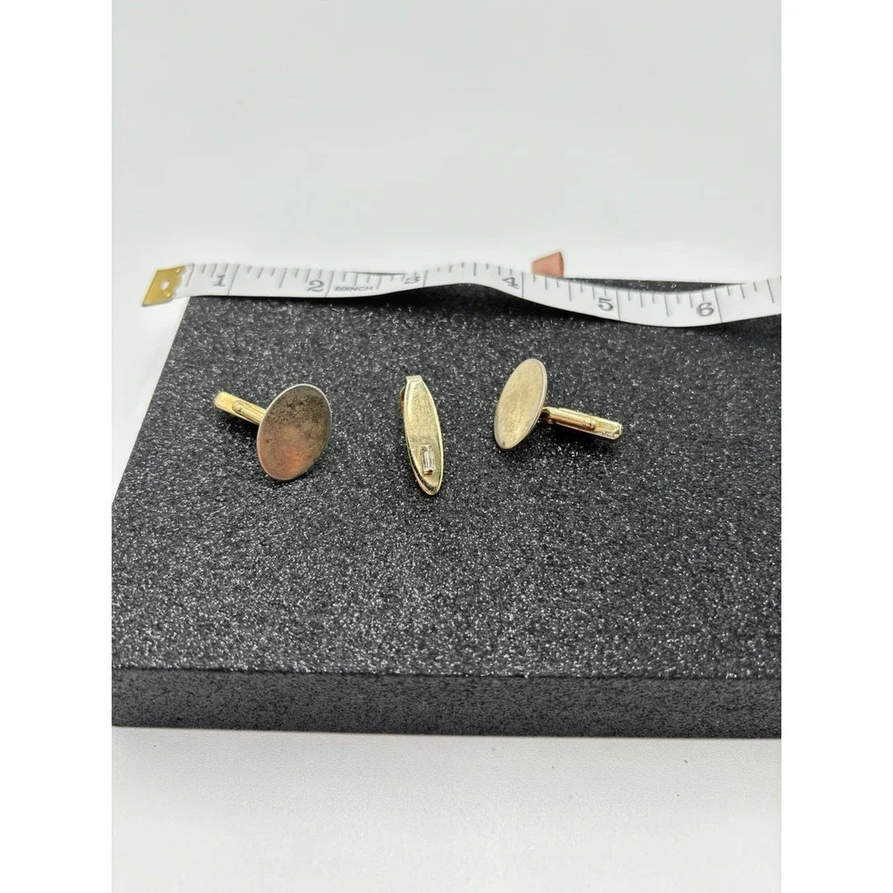 Vintage Swank Gold Tone Cufflinks Tie Clip Set Mother of Pearl‎ Mens Formal